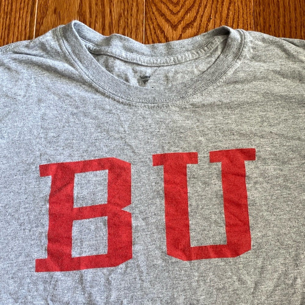 Boston University BU  classic tee t shirt Heather grey L